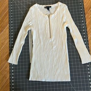 INC international Concepts 3/4 zipper white ribbed sweater size Large